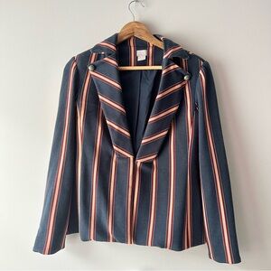 Chicos Striped Twill Ponte Blazer